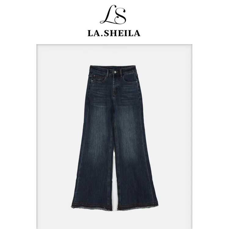 LA.Sheila 流苏磨毛青花瓷加绒牛仔裤253-KZ/1013-96008