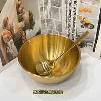 【4件套】高颜值不锈钢冷面碗泡面碗带刻度水果沙拉盆大头汤勺