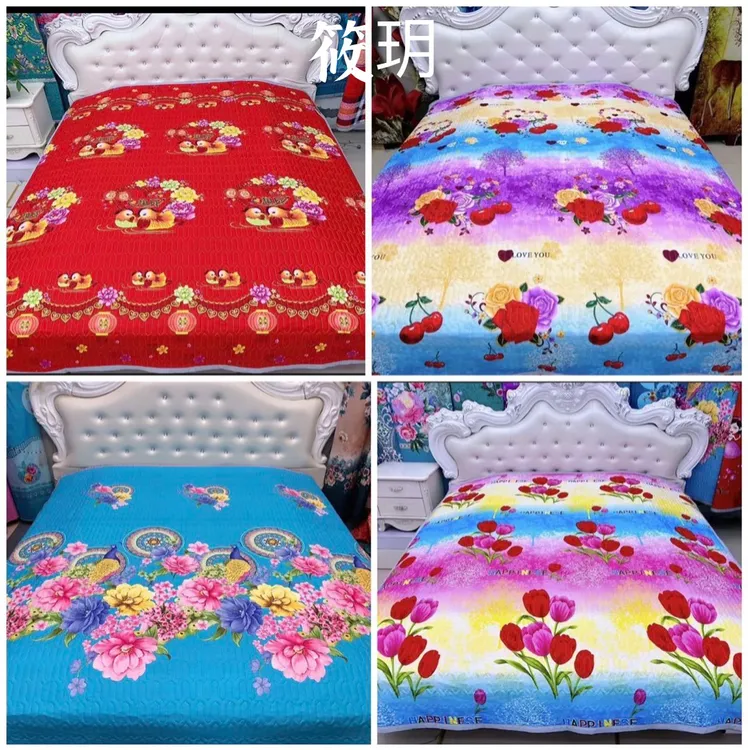 多花型双人床单2x2.3米床盖双面绗缝加棉两用可铺可盖加厚