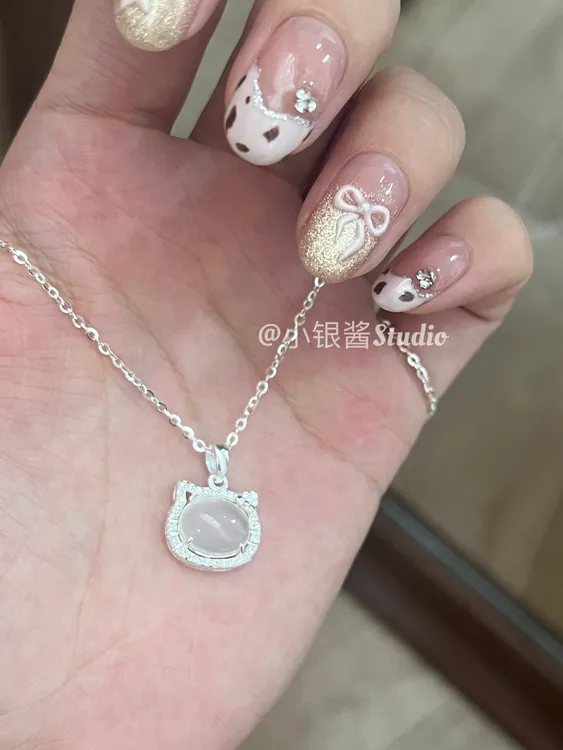 坠链均足银仿水晶 足银kitty猫吊坠纯银项链可爱少女心ins风简约