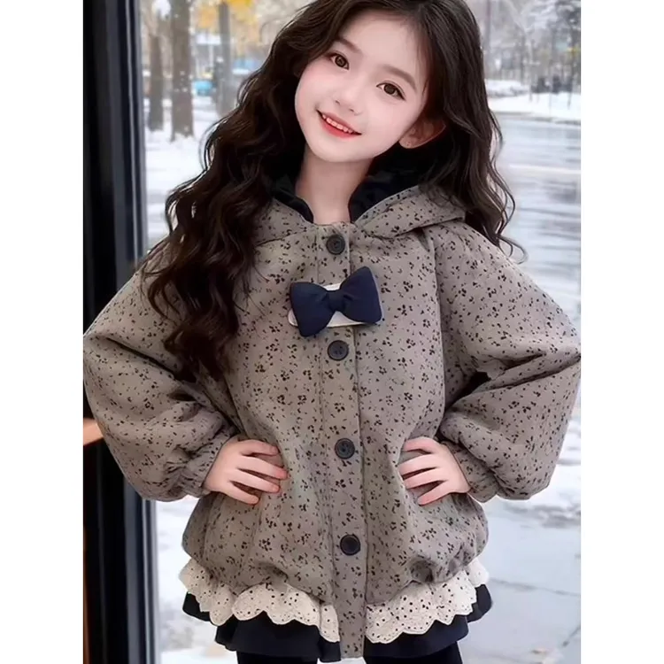 女童夹棉外套秋冬款2025新款棉袄中大童女孩可爱加厚棉衣棉服潮款