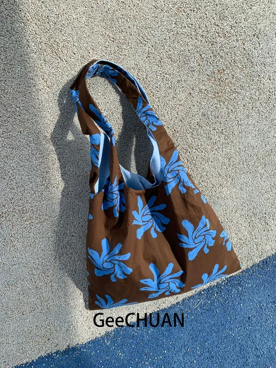 GeeCHUAN 早秋新款复古小兰花帆布包慵懒文艺百搭通勤单肩腋下包