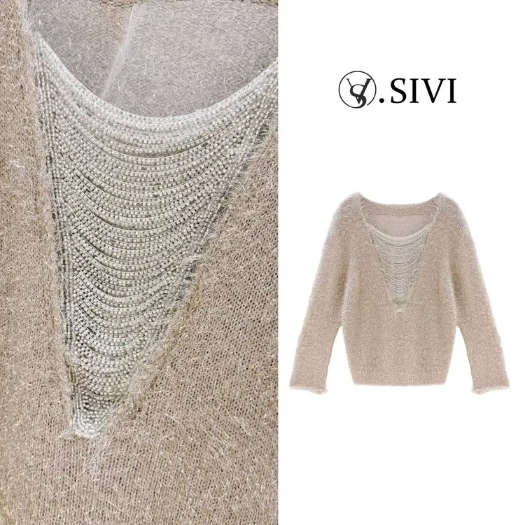 熙薇『巴洛克』2025冬季新款设计师重工轻奢千金毛衣H6980