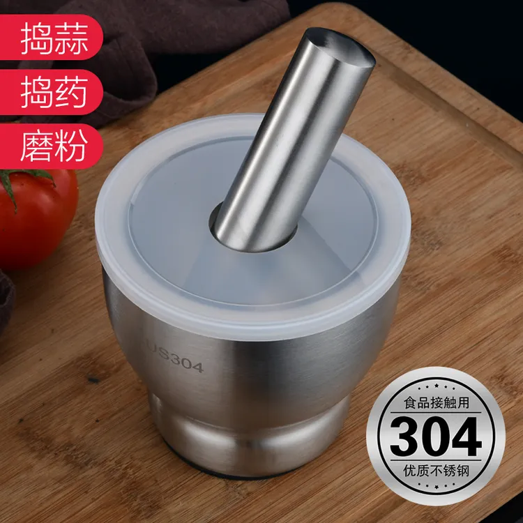 304不锈钢手动捣碎器实心加厚蒜泥器老式多功能研磨家用神器蒜罐