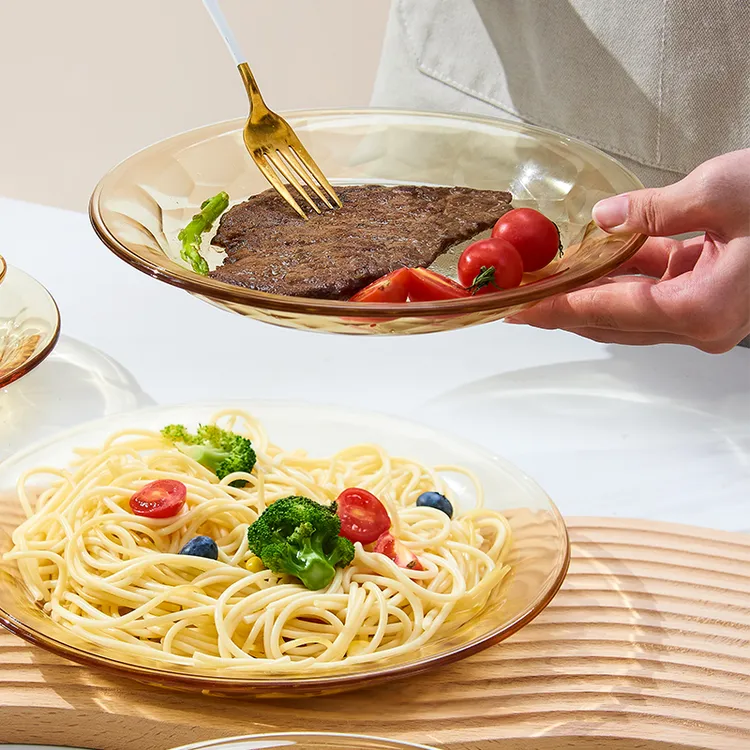 【牡丹专属】【两件套】7.5英寸玻璃盘盘子深盘菜盘透明耐高温玻璃微波炉专用盘