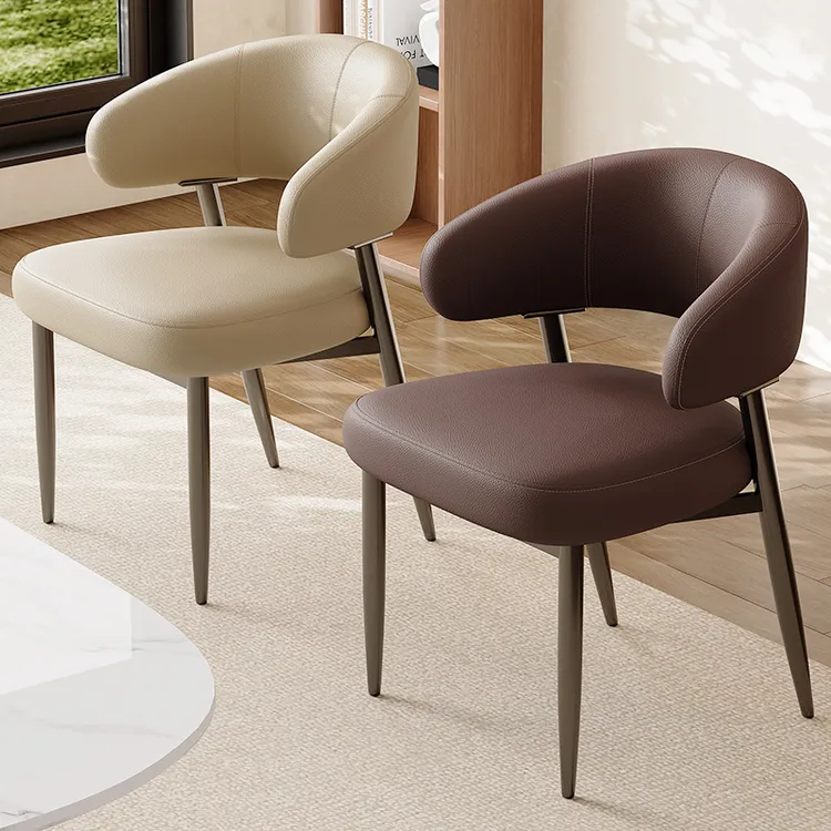 2025新款弹簧坐垫椅意式极简餐椅高级感家用酒店洽谈休闲椅靠背椅