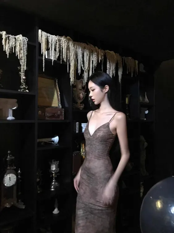 【妤曦专属】七夕漂亮饭穿搭吊带连衣裙女纯欲风性感包臀裙子00085