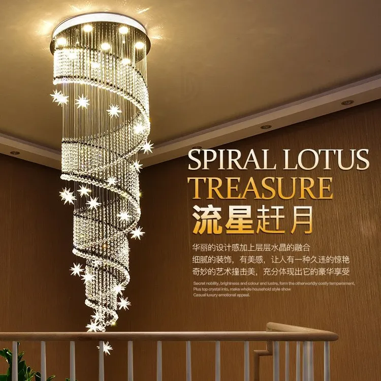 楼梯水晶吊灯客厅复式楼 别墅大气led高档楼梯间楼中楼长灯具灯饰