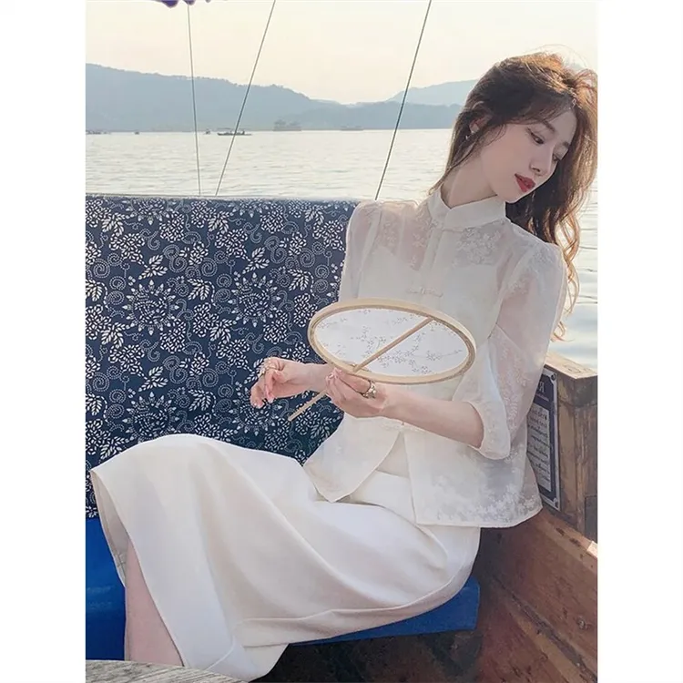 【爆款】改良吊带新款连衣裙新高级2024盘扣女装开衫中式国风白色感