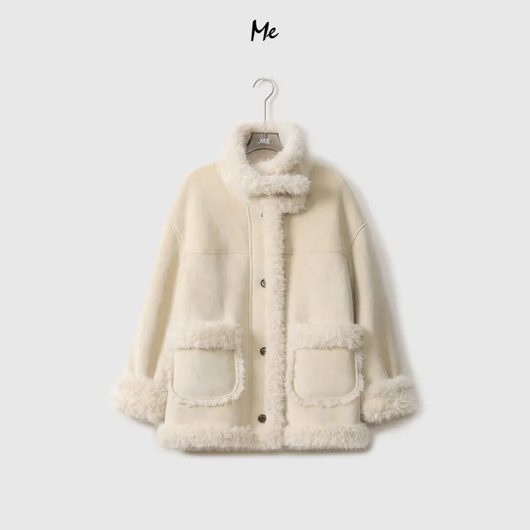 ME【布朗尼】环保皮毛复合高领防风保暖高端一手长毛毛外套MEQA4007
