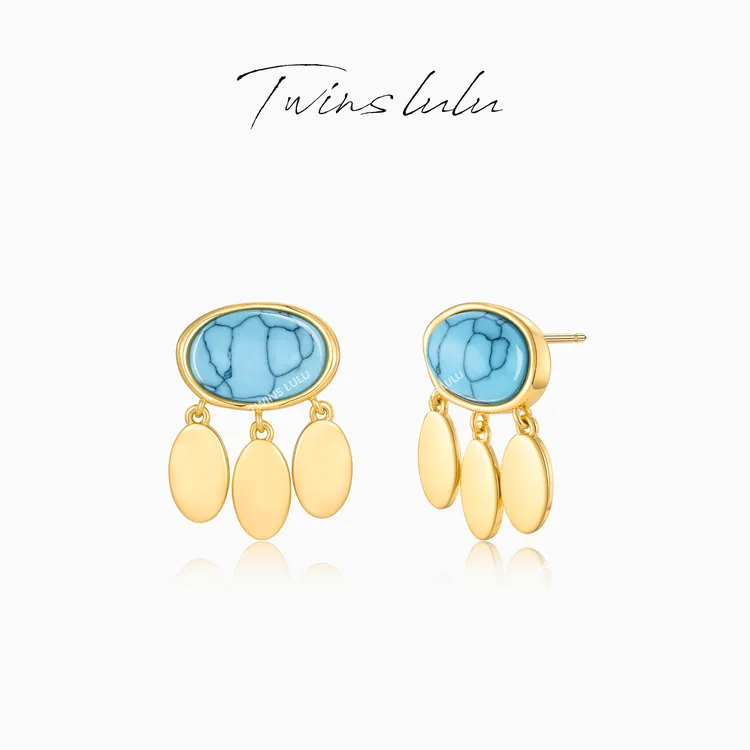 TWINS LULU 流光风 秋上新 小众设计感流苏椭圆形耳环TSL3062