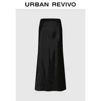 UR2025冬季新款女装魅力气质钻饰高腰长款半裙UWG550114