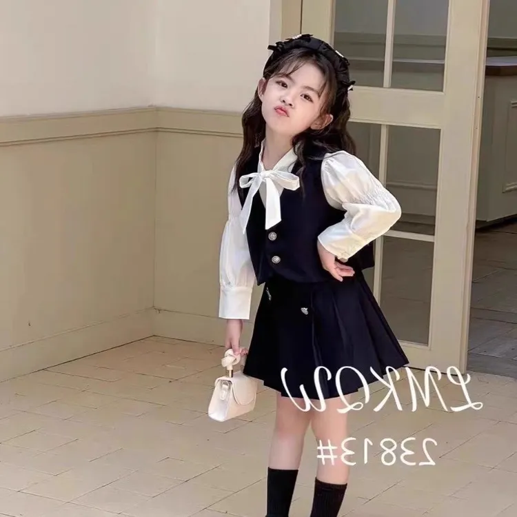 女童秋款套装新款洋气儿童jk制服学院风爆宝宝款三件套潮款