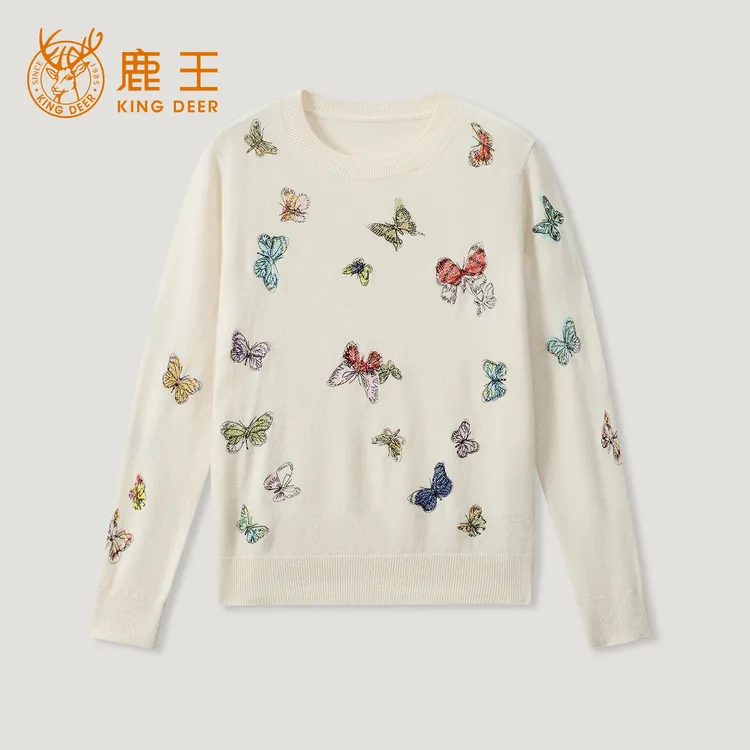 【达】King Deer/鹿王羊绒秋冬新款女式长袖羊绒衫L805596