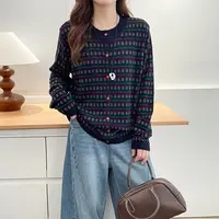 JIANAOBEN/简澳本大码女装秋季2025新款显瘦提花针织开衫时尚毛衣