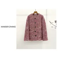 山大张高品质绝美混色圈圈纱小香风毛呢外套YBC1J857极简廓形高级