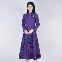 中式修身精致西服女士秋季气质紫玫瑰套装HCSS051055+HCSS051056
