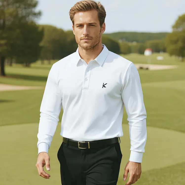 秋冬高尔夫男装纯色加厚长袖T恤运动上衣高尔夫服装男保暖polo衫