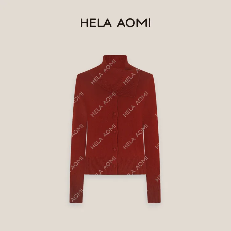 HELA AOMI“羊毛100% 围巾毛衣”软糯透气荡领设计针织衫CY5CM33559