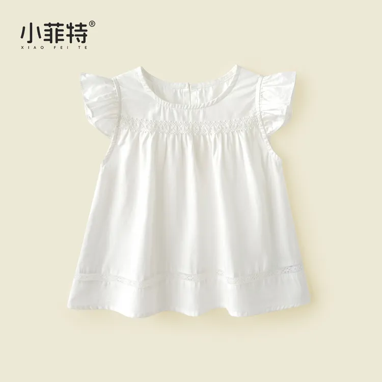 小菲特夏季新款女童纯棉小飞袖娃娃衫上衣女孩宽松衬衫BGYX52130