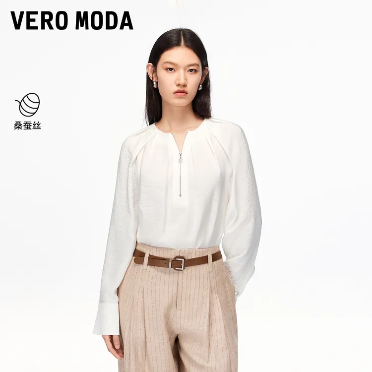 Vero Moda衬衫2025夏日穿搭含桑蚕丝肌理感宽松落肩上衣325251014