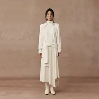 CatalpaLew「袁野」墟生美学柔韧半高领梭织系带连衣裙#C53740