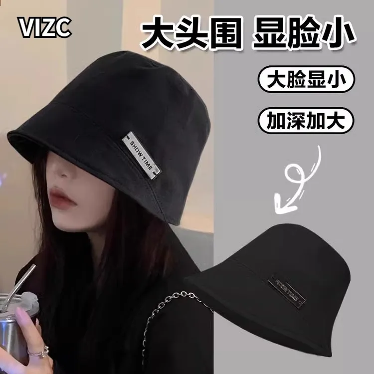 渔夫帽大头围水桶帽专用遮阳遮脸大码帽子女款2025款网红款
