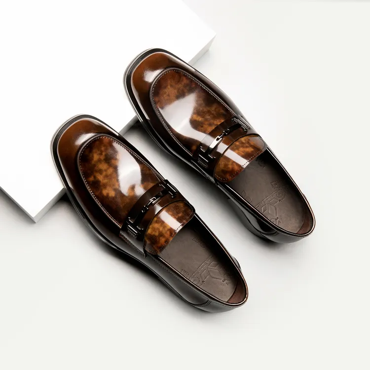 2025新款商务皮鞋男乐福鞋英伦真皮一脚蹬头层牛皮休闲男鞋子潮流