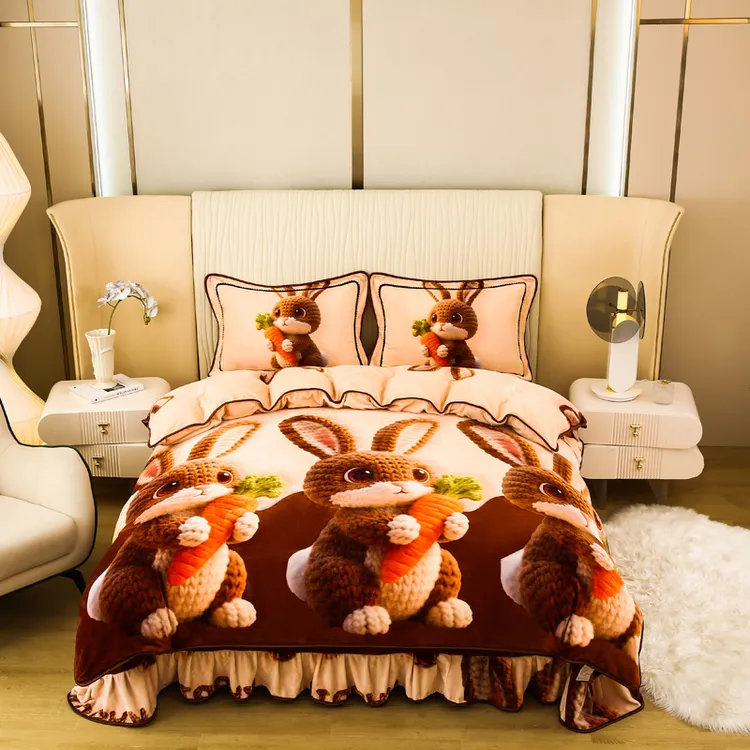 8斤加厚5D牛奶绒双人四件套床上用品被套床单双面绒宿舍秋冬保暖