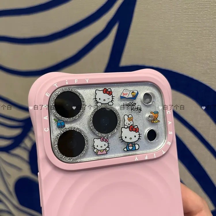 【一体式卡通闪粉镜头膜】HelloKitty手机镜头膜保护贴防刮17promax
