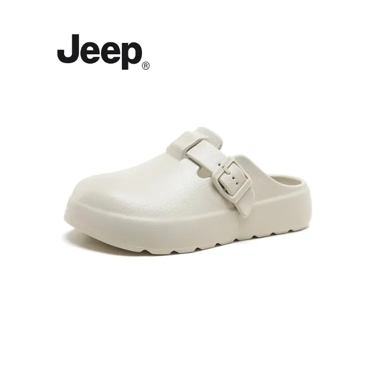 JEEP/吉普勃肯鞋女士外穿一脚蹬懒人鞋防滑软底半拖鞋休闲包头拖