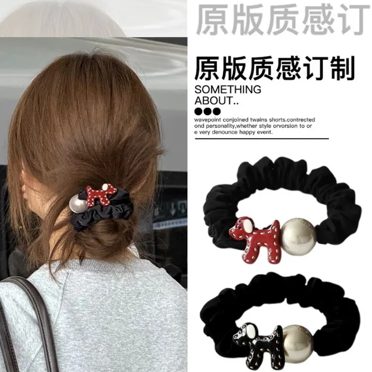 高级感小狗发绳女缎面小肠发圈不伤发扎头皮筋2025新款丸子头头绳