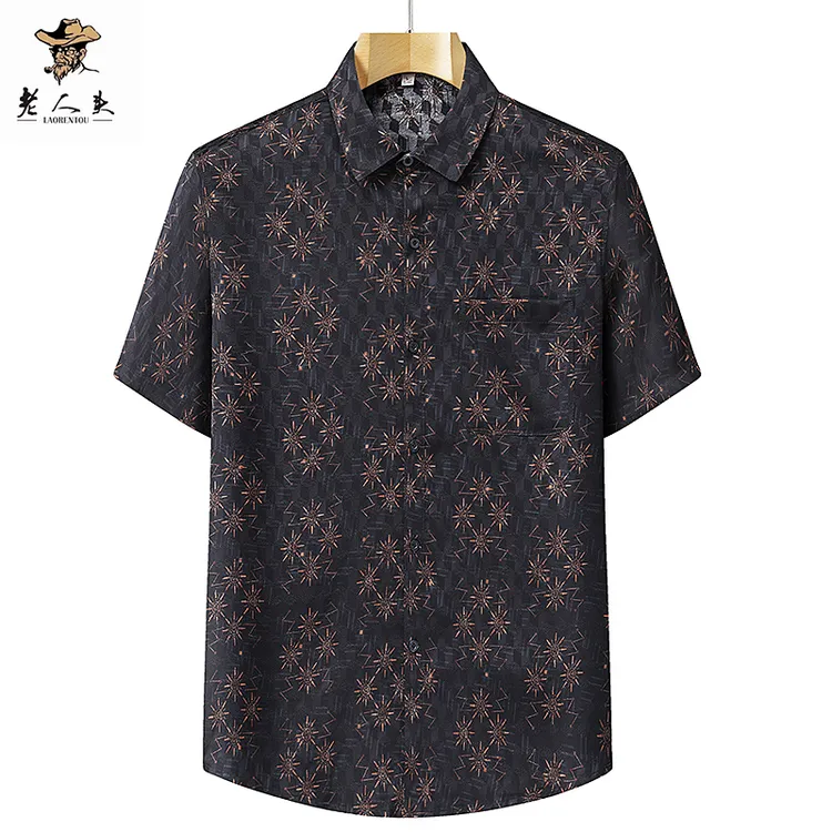 夏季提花短袖衬衫休闲薄款中国风中老年上装凉感半袖宽松爸爸