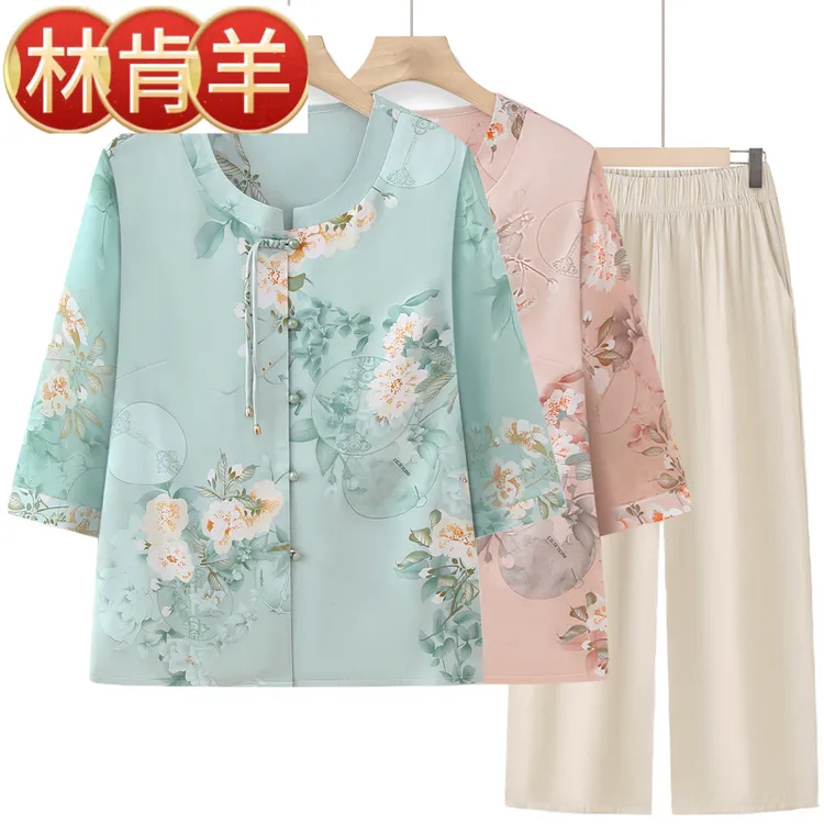 中老年人夏装衬衫女奶奶2024新款薄中国风衣服妈妈上衣老太太唐装