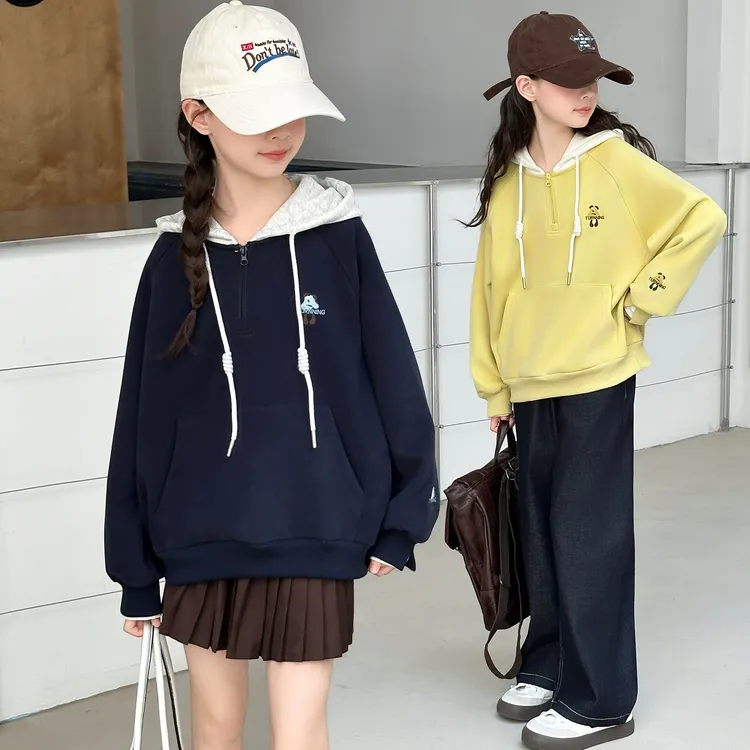 女童连帽卫衣春秋新品中大童女孩休闲百搭韩版长袖套头衫秋季上衣
