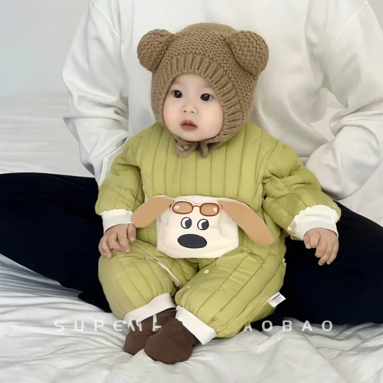 秋冬保暖冬季爬服韩版加厚连体衣长爬长袖哈衣加厚卡通五妨居家
