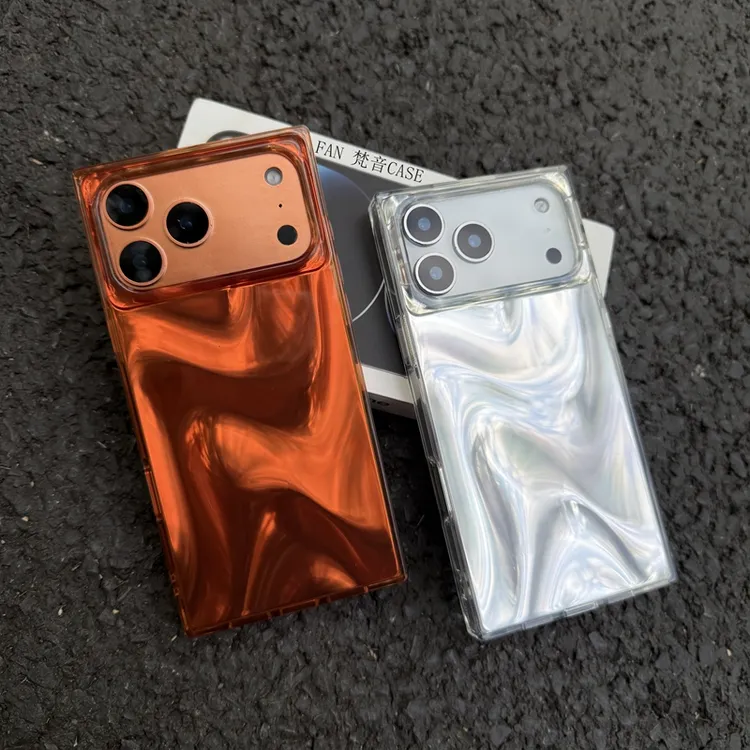 简约晕染水波纹适用苹果17promax情侣手机壳iphone15/16pro方形壳