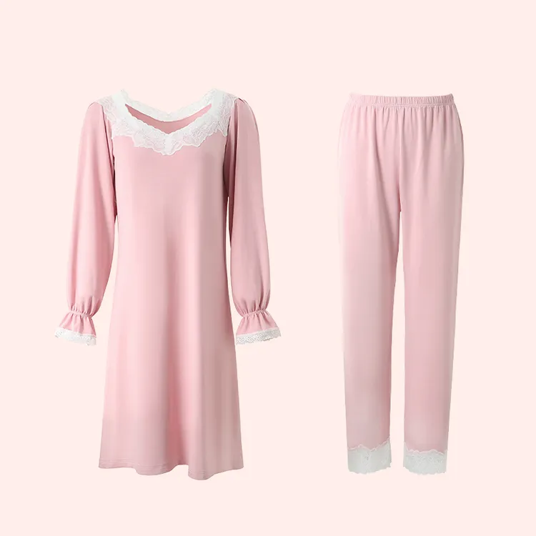 【盈公主甄选】木缇娜法式浪漫新序粉梦镜家居服套装 MC2566+MC2568