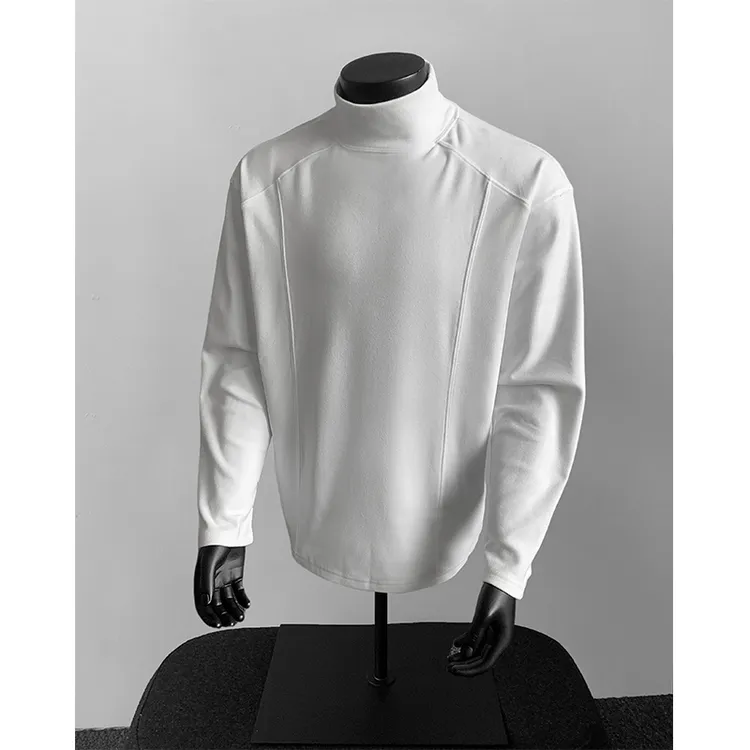 重磅半高领德绒打底衫男款秋冬高级休闲宽松内搭保暖上衣长袖T恤