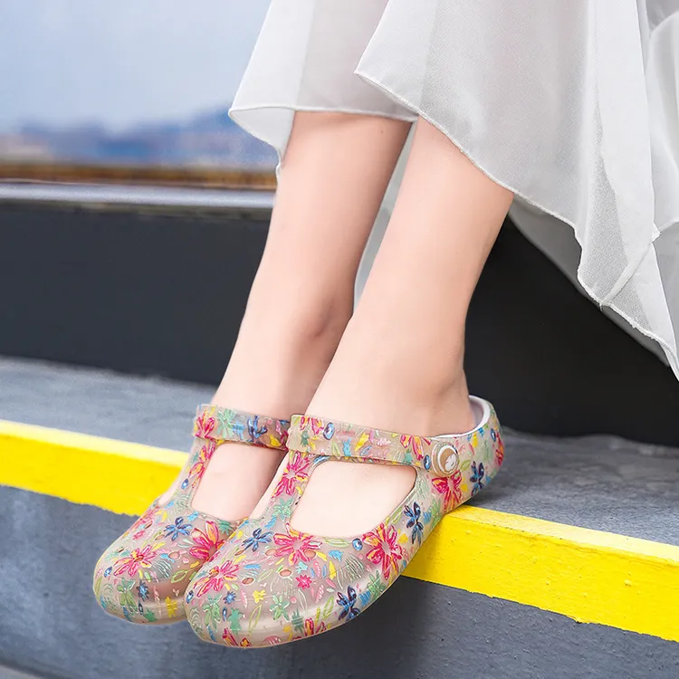 夏季女款eva果冻鞋防滑气质裙子爆款包头洞洞鞋复古两用凉拖鞋夏