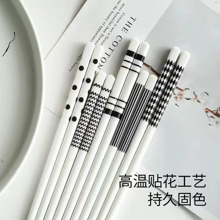 【瓷县令】赫本风陶瓷筷子家用防霉防滑抗菌耐高温家庭分餐高档餐具