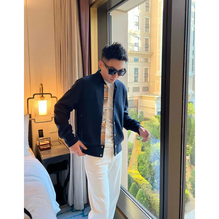 【格纹棒球服】美利奴羊毛混纺高端定制内衬金扣棒球领夹克外套上衣