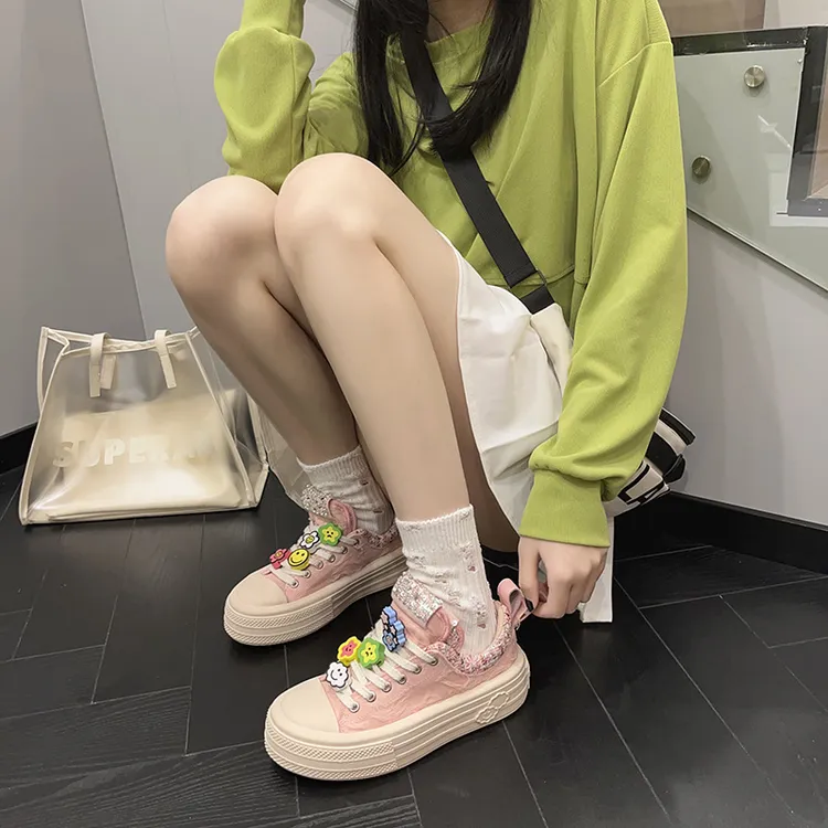 厚底松糕白色帆布鞋女2025秋季新款小白鞋时尚休闲板鞋百搭学生潮