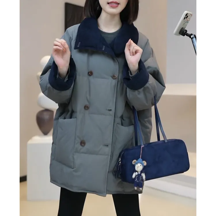 2025冬季新款洋气中长款百搭加厚棉衣外套保暖立领宽松显瘦棉服女