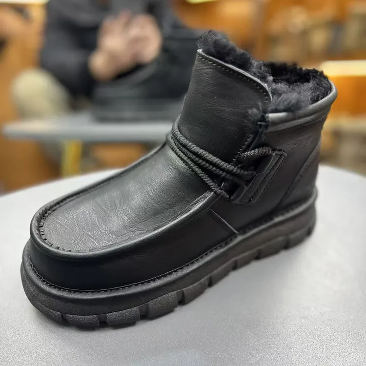 防水牛皮+羊皮毛一体！N5669加厚超保暖男士高帮雪地靴冬季棉鞋