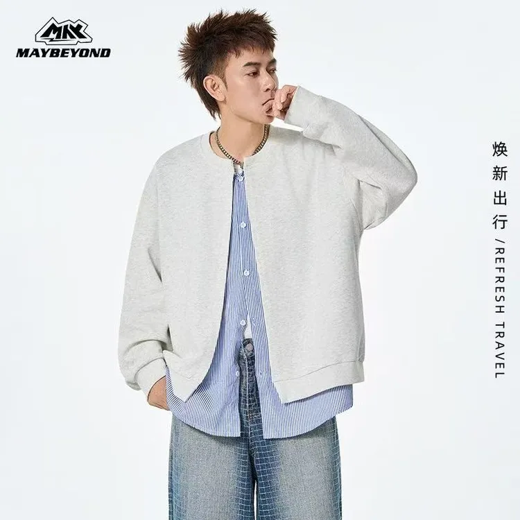 MAYBEYOND 25AW秋季新款拼色撞色休闲百搭时尚宽松情侣针织卫衣