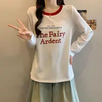 【涵胖胖】2025秋季款设计感宽松显瘦上衣字母印花长袖T恤64131【B】