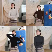 【LULU】纯色高领珍珠山羊绒磨毛高级感内搭长袖T恤上衣  SWT13520