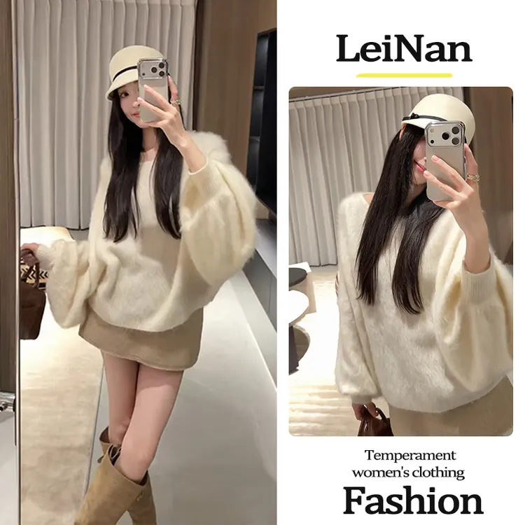 秋冬季2025新款女装流行韩系穿搭小香风气质宽松毛衣半身裙两件套