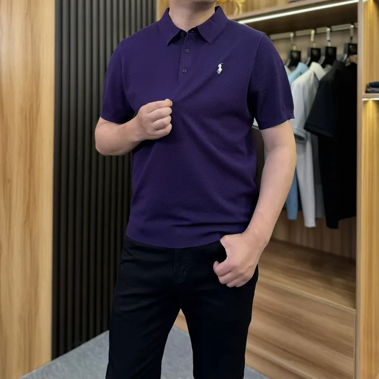 【轻奢甄选冰丝伊力特】男士夏季短袖POLO领亲肤透气冰感弹力针织